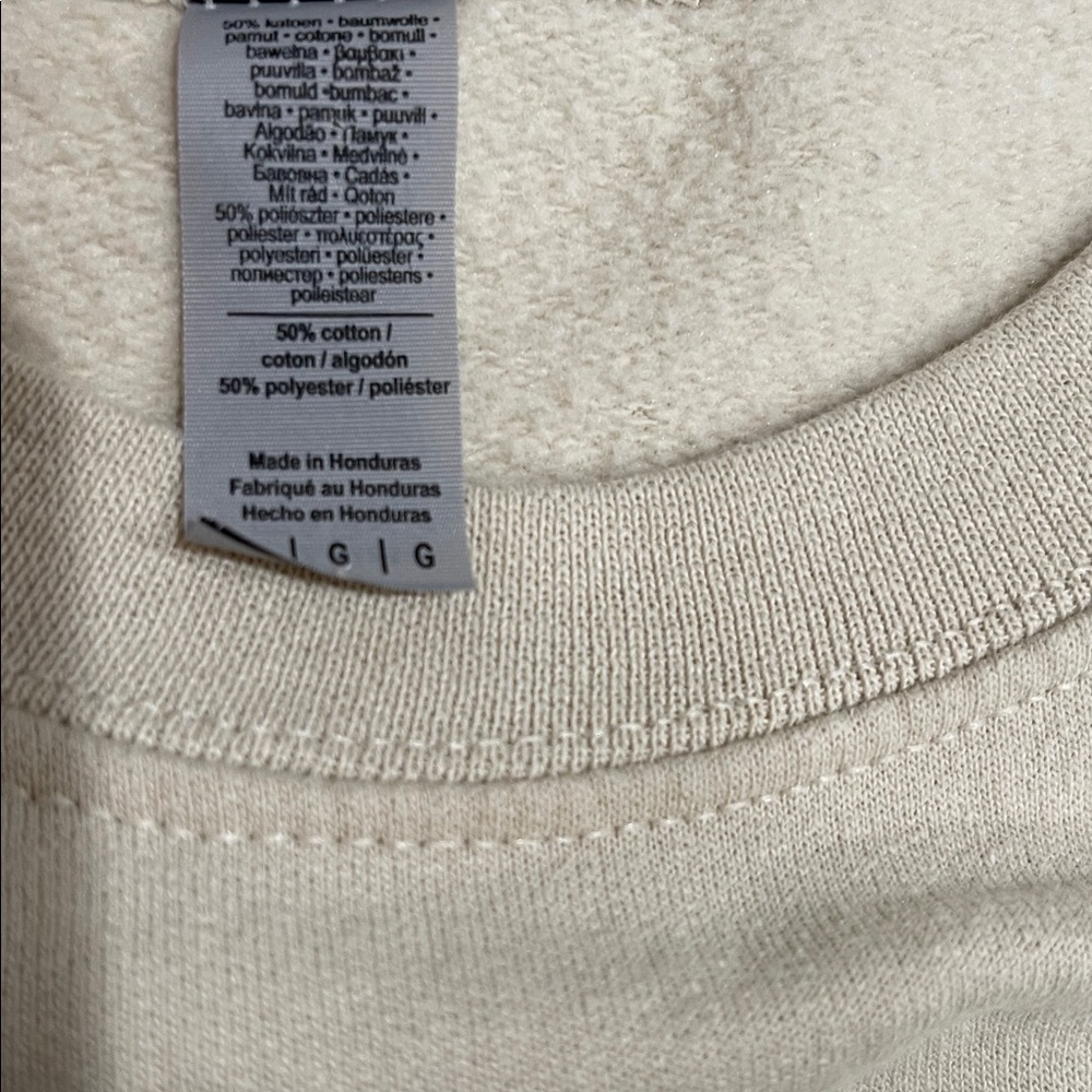 Nirvana Smiley Face Graphic Crew Neck Sweatshirt SZ L Unisex Beige Yellow - Picture 6 of 6